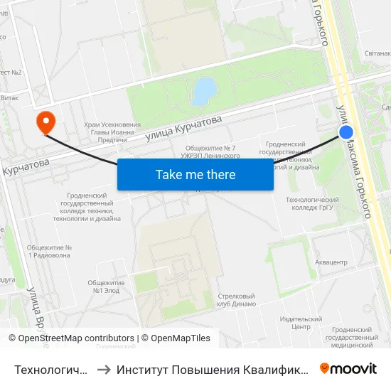 Технологический Колледж to Институт Повышения Квалификации И Переподготовки Кадров Гргу map