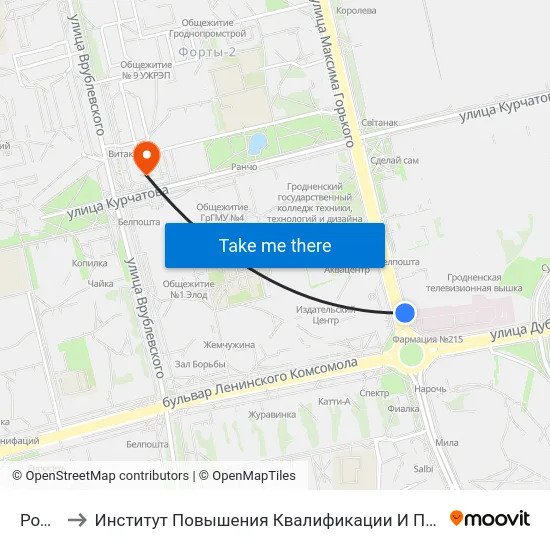 Роддом to Институт Повышения Квалификации И Переподготовки Кадров Гргу map