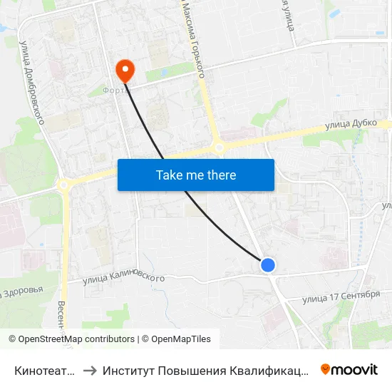 Кинотеатр «Космос» to Институт Повышения Квалификации И Переподготовки Кадров Гргу map