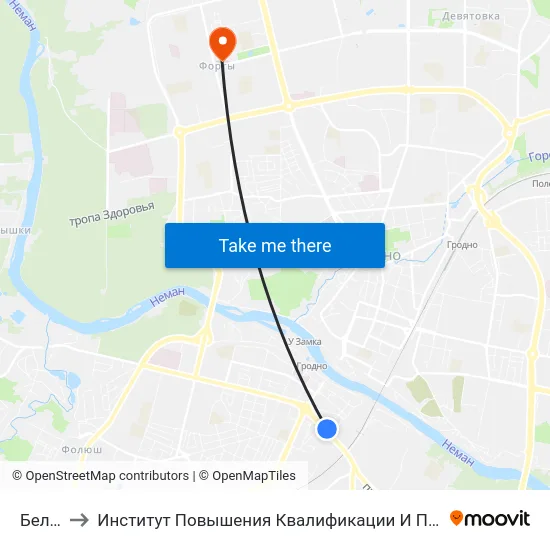 Белкард to Институт Повышения Квалификации И Переподготовки Кадров Гргу map