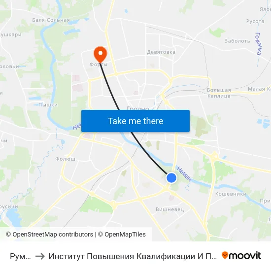 Румлево to Институт Повышения Квалификации И Переподготовки Кадров Гргу map