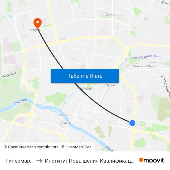 Гипермаркет «Алми» to Институт Повышения Квалификации И Переподготовки Кадров Гргу map
