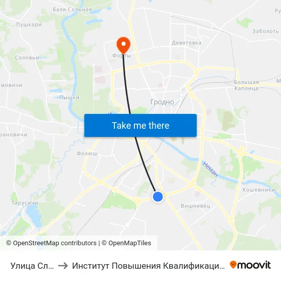Улица Славинского to Институт Повышения Квалификации И Переподготовки Кадров Гргу map