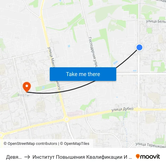 Девятовка to Институт Повышения Квалификации И Переподготовки Кадров Гргу map