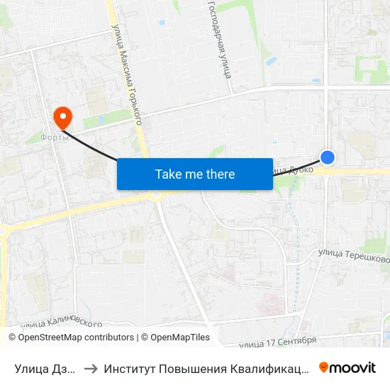 Улица Дзержинского to Институт Повышения Квалификации И Переподготовки Кадров Гргу map