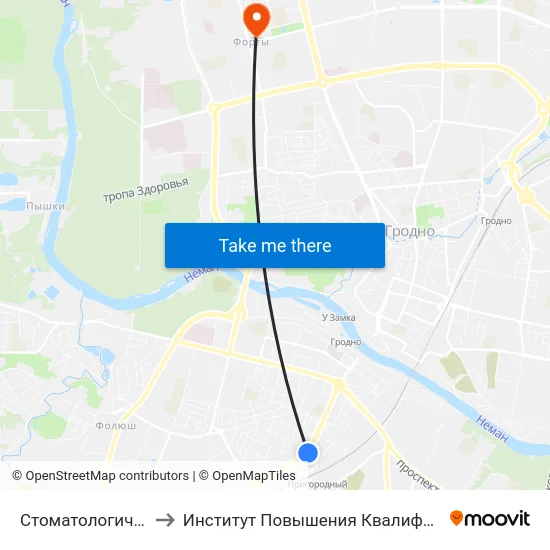 Стоматологическая Поликлиника to Институт Повышения Квалификации И Переподготовки Кадров Гргу map