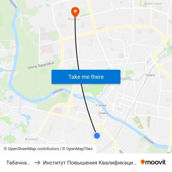 Табачная Фабрика to Институт Повышения Квалификации И Переподготовки Кадров Гргу map