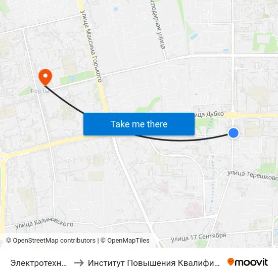 Электротехнический Колледж to Институт Повышения Квалификации И Переподготовки Кадров Гргу map