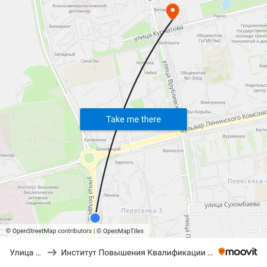 Улица Болдина to Институт Повышения Квалификации И Переподготовки Кадров Гргу map