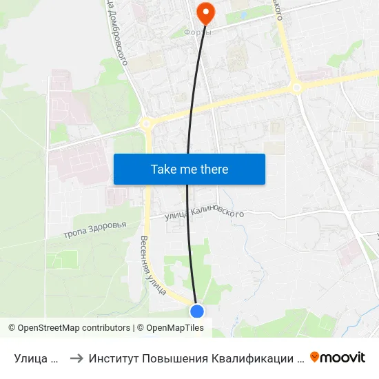 Улица Весенняя to Институт Повышения Квалификации И Переподготовки Кадров Гргу map