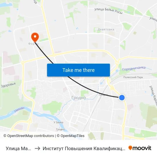 Улица Магистральная to Институт Повышения Квалификации И Переподготовки Кадров Гргу map