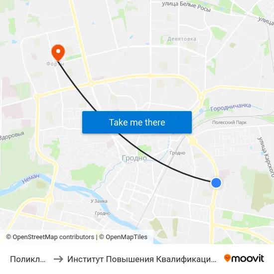 Поликлиника № 5 to Институт Повышения Квалификации И Переподготовки Кадров Гргу map