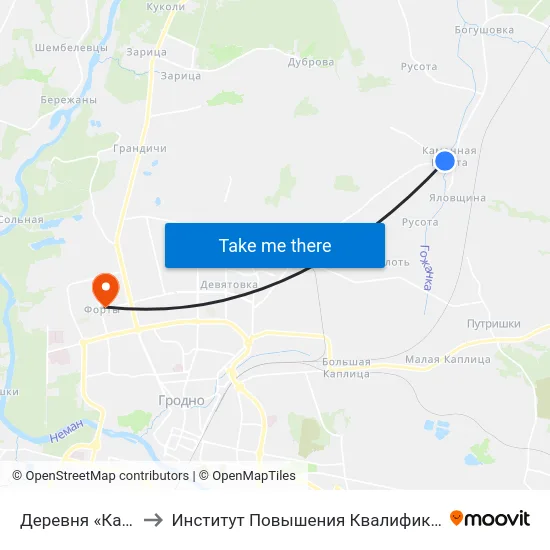 Деревня «Каменная Руссота» to Институт Повышения Квалификации И Переподготовки Кадров Гргу map