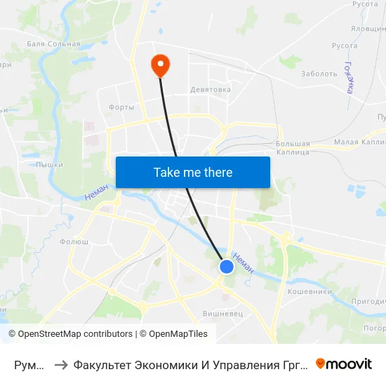 Румлево to Факультет Экономики И Управления Гргу Им. Янки Купалы map