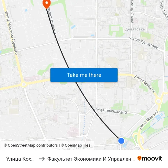 Улица Кохановского to Факультет Экономики И Управления Гргу Им. Янки Купалы map
