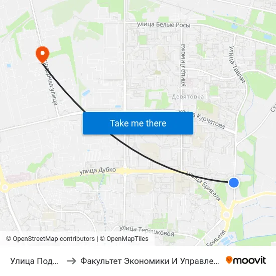 Улица Подкрыжацкая to Факультет Экономики И Управления Гргу Им. Янки Купалы map
