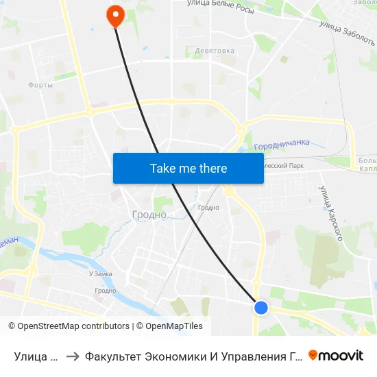 Улица Друцк to Факультет Экономики И Управления Гргу Им. Янки Купалы map