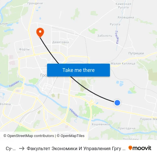 Су-178 to Факультет Экономики И Управления Гргу Им. Янки Купалы map
