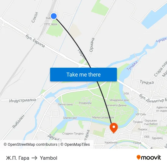 Ж.П. Гара to Yambol map