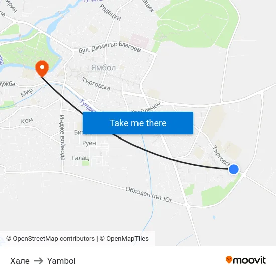 Хале to Yambol map
