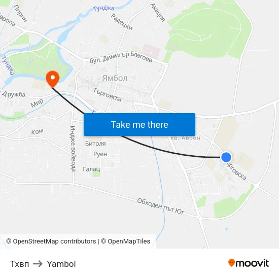 Тхвп to Yambol map