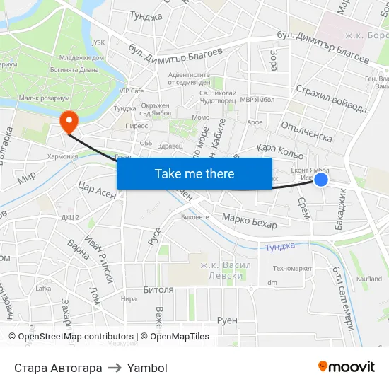 Стара Автогара to Yambol map