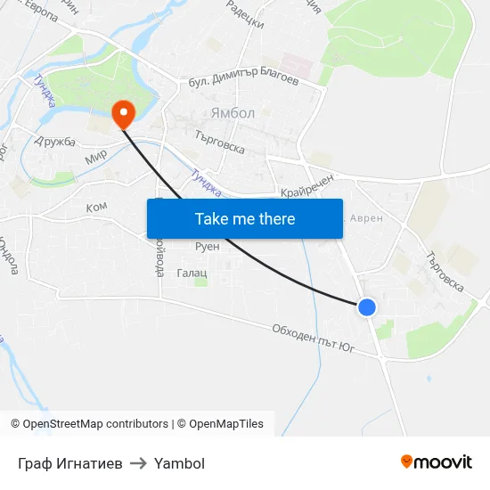 Graf Ignatiev to Yambol map