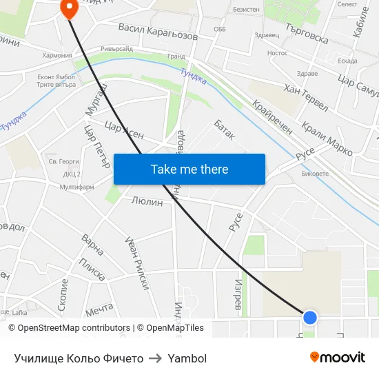 Училище Кольо Фичето to Yambol map