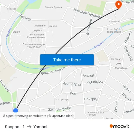 Яворов - 1 to Yambol map