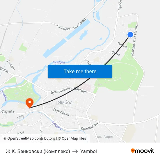 Ж.К. Бенковски (Комплекс) to Yambol map