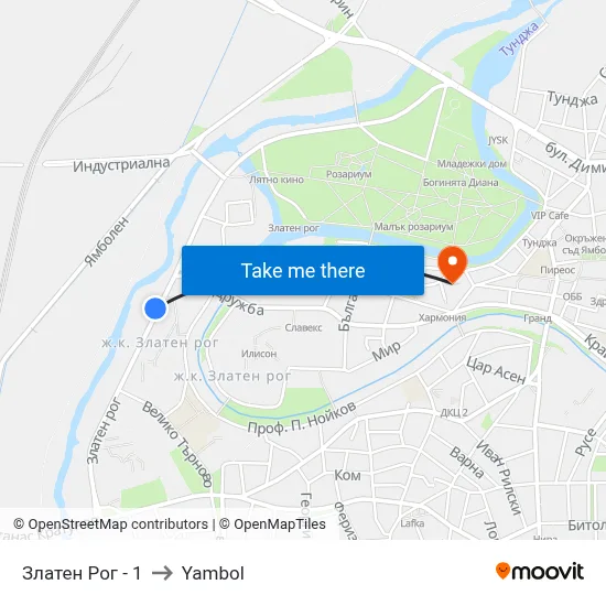 Златен Рог - 1 to Yambol map