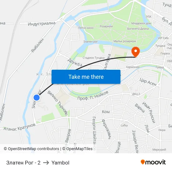Златен Рог - 2 to Yambol map