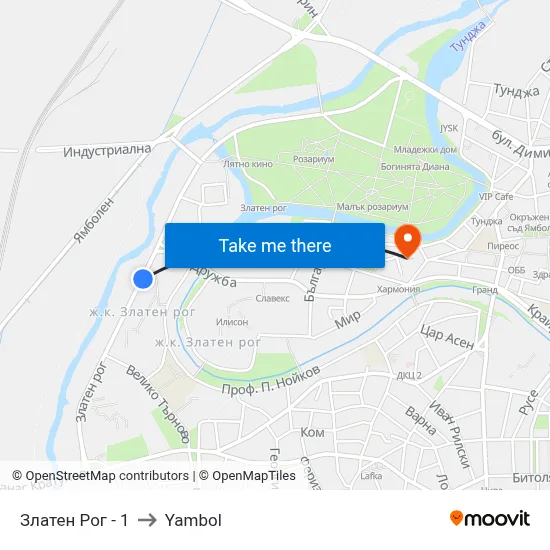 Златен Рог - 1 to Yambol map