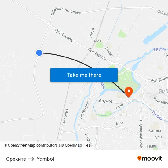 Орехите to Yambol map