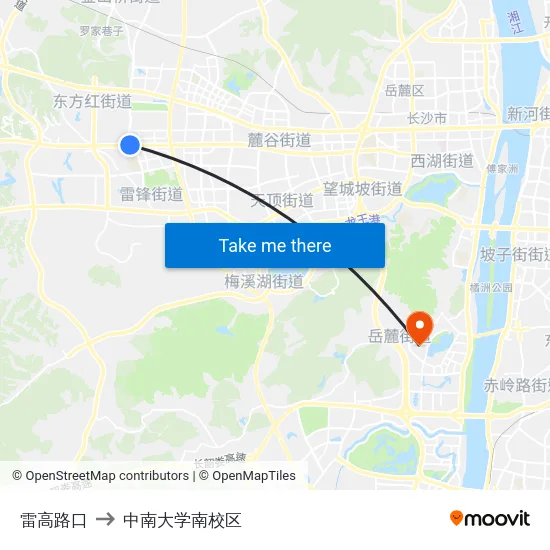 雷高路口 to 中南大学南校区 map