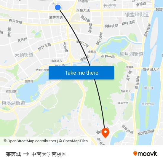 莱茵城 to 中南大学南校区 map