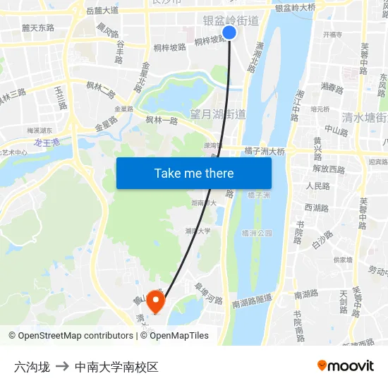 六沟垅 to 中南大学南校区 map