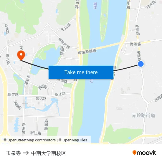玉泉寺 to 中南大学南校区 map