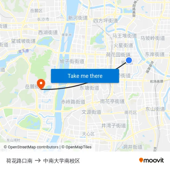 荷花路口南 to 中南大学南校区 map