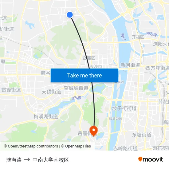 澳海路 to 中南大学南校区 map