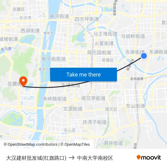 大汉建材批发城(红旗路口) to 中南大学南校区 map
