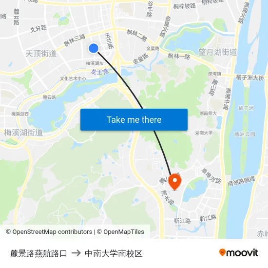 麓景路燕航路口 to 中南大学南校区 map