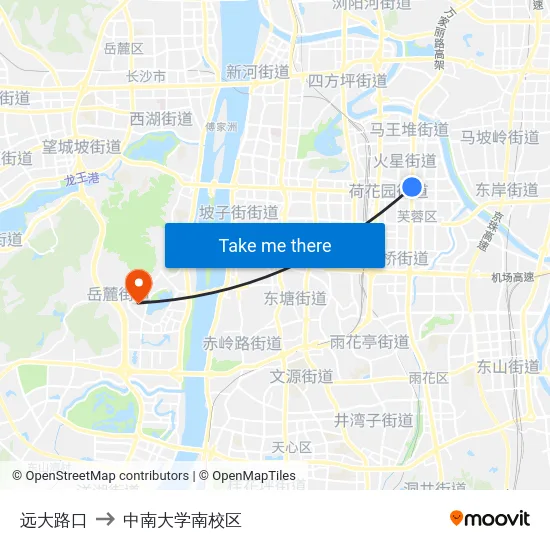 远大路口 to 中南大学南校区 map