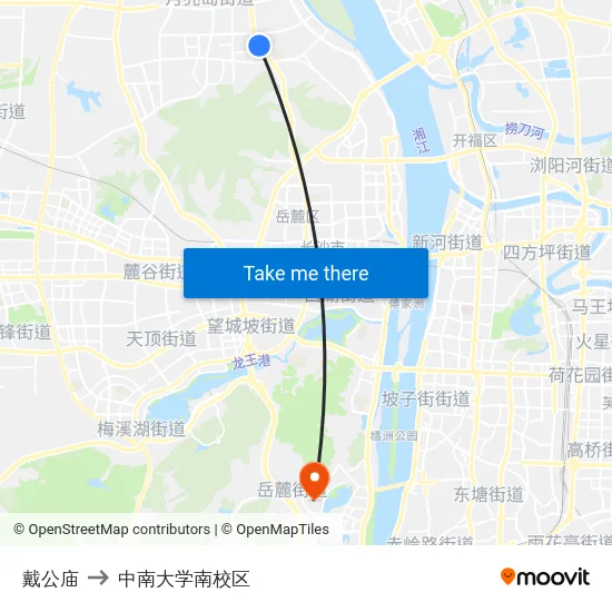 戴公庙 to 中南大学南校区 map