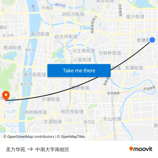 圣力华苑 to 中南大学南校区 map
