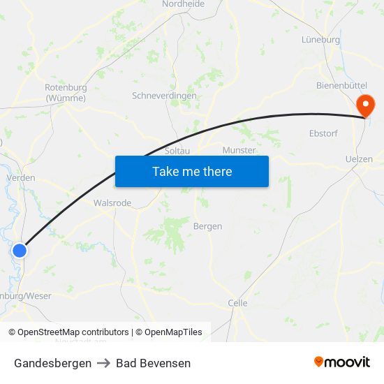 Gandesbergen to Bad Bevensen map