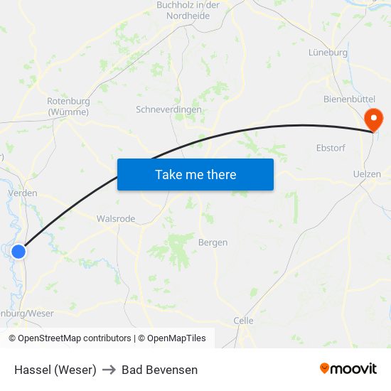 Hassel (Weser) to Bad Bevensen map