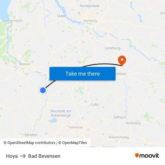 Hoya to Bad Bevensen map