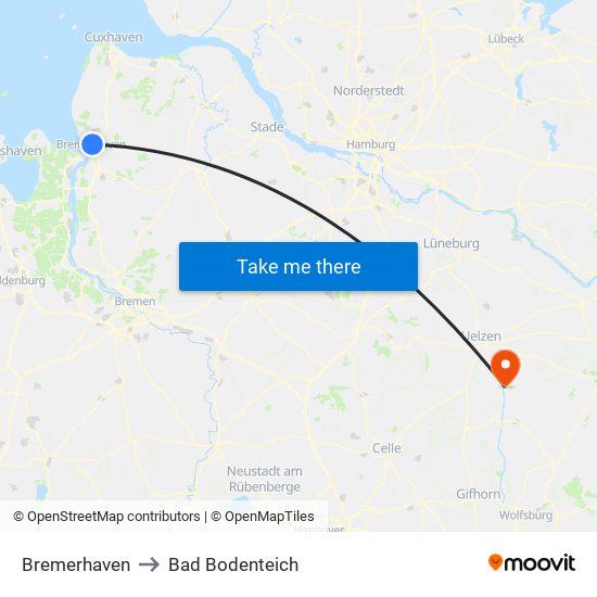 Bremerhaven to Bad Bodenteich map