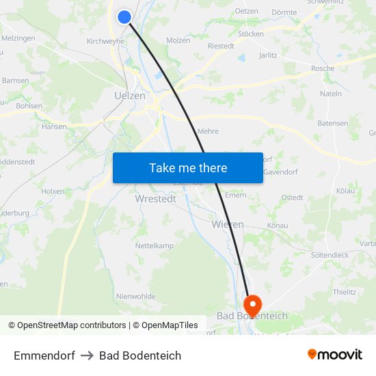 Emmendorf to Bad Bodenteich map